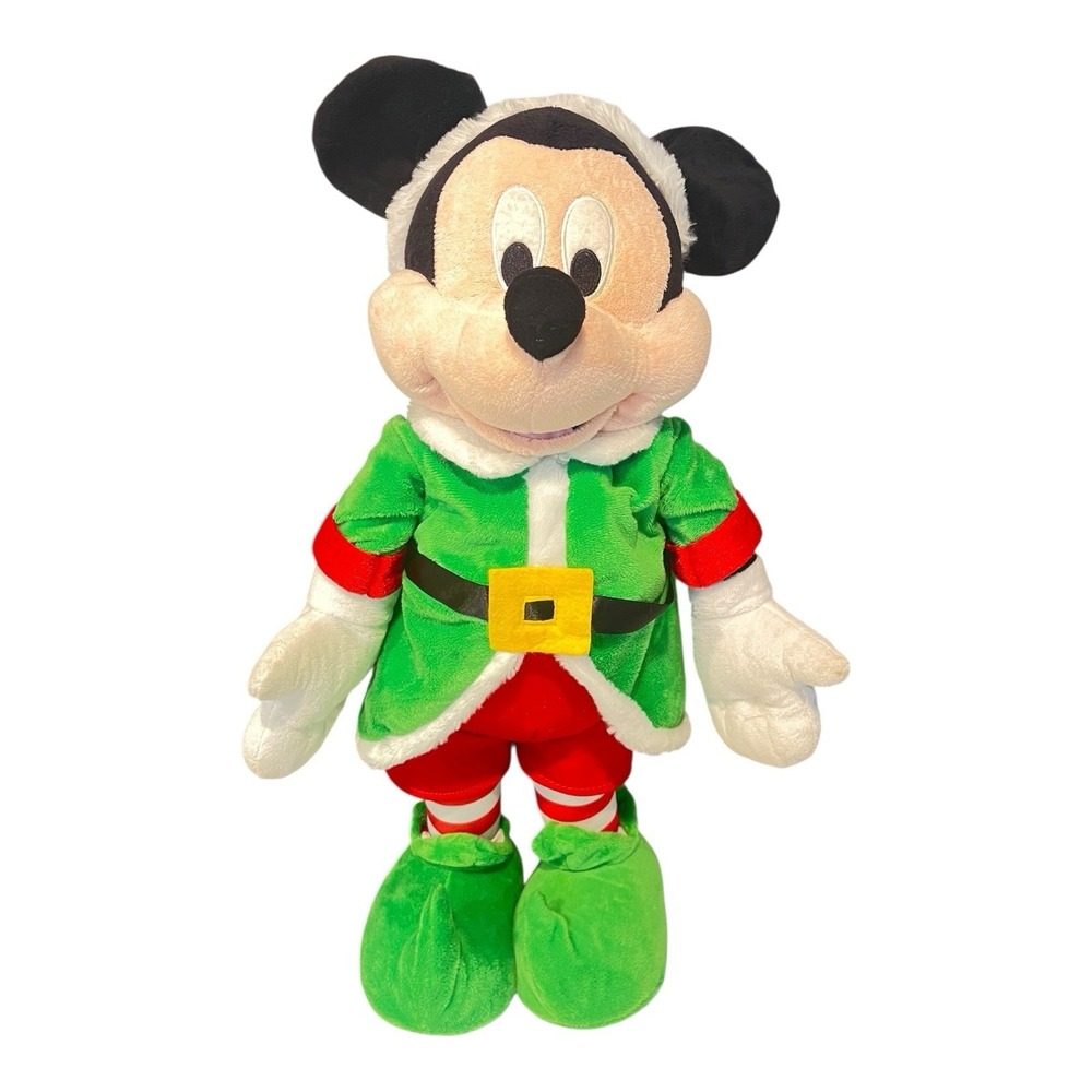 Mickey Mouse 23"‎ Disney Plush Greeter Santa Elf- Weighted Feet